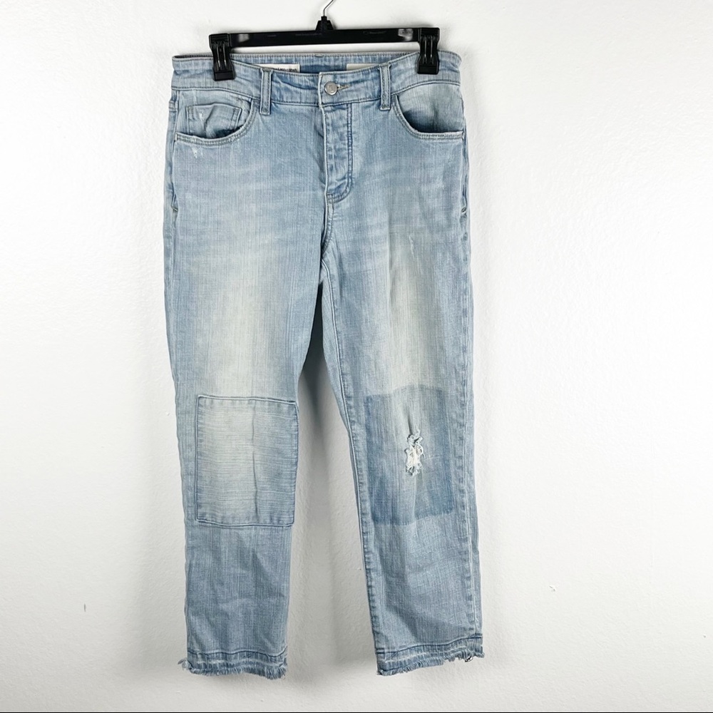 ANTHROPOLOGIE PILCRO AND THE LETTERPRESS Hypen Patched Button Fly Jeans 27 Boho